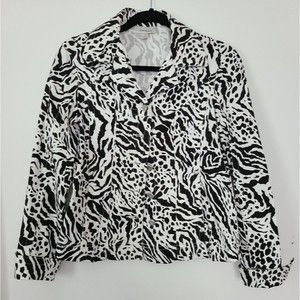 Dress Barn animal print button down jacket S